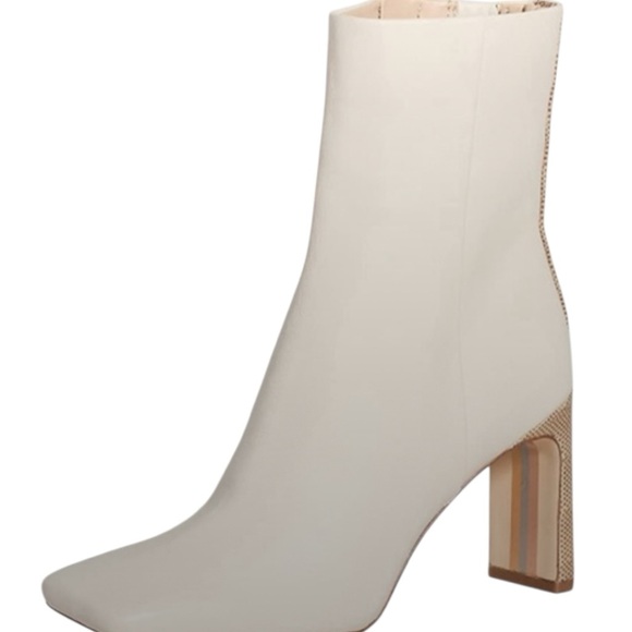 Sam Edelman Anika Cream Bootie Embossed Lizard Size 8 Mob Wife Neutral Reptile - Picture 1 of 9
